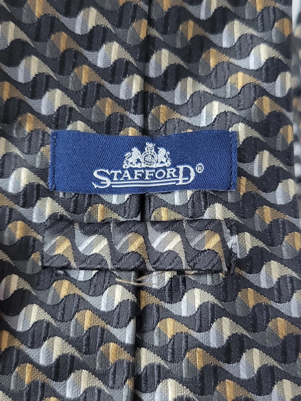Stafford Black And Gold Geometric Pattern Tie